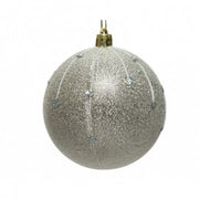 Boule de Noël en verre Glitter argent 8 cm