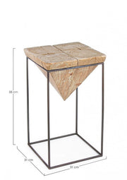 Tabouret en acier avec assise en bois de sapin PRISMY 31x31xh.55 cm
