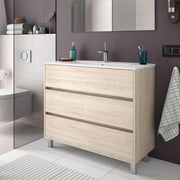 Meuble de salle de bain Elmas100 avec vasque en chêne calédonien 3 tiroirs 100x45x86h