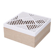 Boîte à thé carrée en bois blanc avec 4 compartiments cm18x18h8