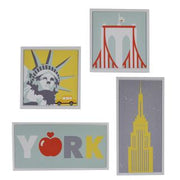 Ensemble imprimé new york blanc 4 pièces cm30x60x2,5 + cm30x30x2,5