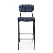 Tabouret de bar vintage simili cuir bleu DEBBIE 44x51x h100 cm