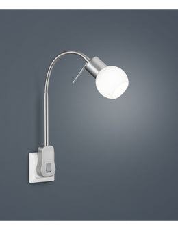 Applique Led Ajustable Fred Nickel Et Verre Blanc Trio Lighting