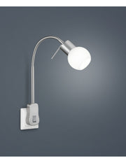 Applique Led Ajustable Fred Nickel Et Verre Blanc Trio Lighting