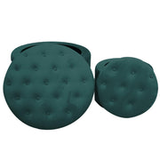 Pouf velours vert sauge 1-2 cm ø70h42