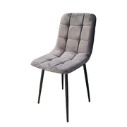 Chaise capitonnée Dani en velours à carreaux gris anthracite