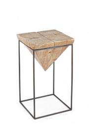 Tabouret en acier avec assise en bois de sapin PRISMY 31x31xh.55 cm