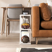 Table d'appoint Lazena Blanc 3 Étagères, 57x60x22 cm