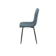 Chaise Rembourrée Okar en Tissu Bleu avec Coutures en Losange