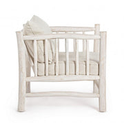 Fauteuil blanc avec coussin en teck style naturel