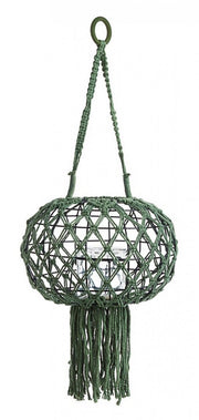 Lanterne suspendue de style vintage en macramé, couleur verte 70h cm