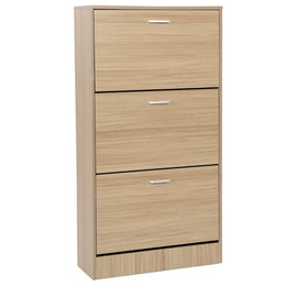 Étagère à chaussures peu encombrante à 3 portes en marron