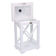 Lanterne en bois rectangulaire en métal blanc cm23x17h45