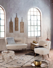 Table basse en bois blanc style Fusion Ø50a - 35h