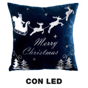 Coussin led en tissu avec renne bleu cm40x40x12