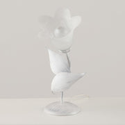 Blanc Lampe de table en fer argenté une lumière Albâtre Verre blanc 19x h36 cm