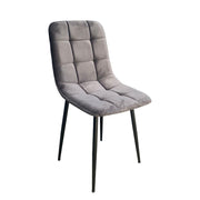 Chaise capitonnée Dani en velours à carreaux gris anthracite
