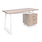 Bureau en bois blanc avec commode Armande cm 140 x60 x 76 h