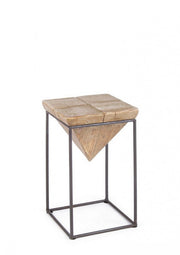 Tabouret en acier avec assise en bois de sapin PRISMY 25,5x25,5x h46 cm