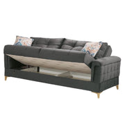 Canapé-lit trois places KEMER avec conteneur en bois et tissu Dark Grey 219x99x h87 cm