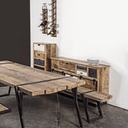 Buffet 2 portes 7 tiroirs Tudor 125x37x80h cm