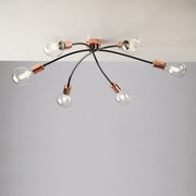 Plafonnier moderne en fer Cuivre urbain noir six lumières 71x h19 cm