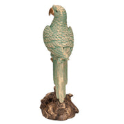 Perroquet en résine vert doré cm11,5x9,5h26