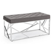 Banc Rayan en velours gris 97x44 cm