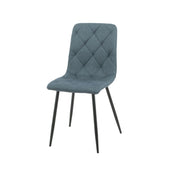 Chaise Rembourrée Okar en Tissu Bleu avec Coutures en Losange