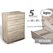 Desclio Chessboard 5 tiroirs en chêne 68 x 40 x 101 h cm cm