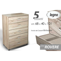 Desclio Chessboard 5 tiroirs en chêne 68 x 40 x 101 h cm cm