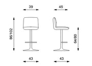 Tabouret en microfibre beige avec structure en métal 39x45x86/102h cm