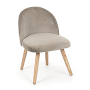 Fauteuil moderne Adeline en bois recouvert d'un effet velours gris tourterelle