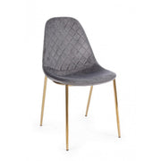 Chaise de salon en velours gris avec des jambes dorées
