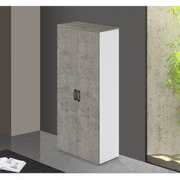 Armoire bibliothèque de bureau avec portes verrouillables couleur Ciment H212x90x45cm