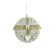 Décoration en osier blanc avec dentelle cmø32x7/5