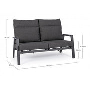 Sofa 2-SEATER avec coussins inclinables avec coussins anthracites kledi