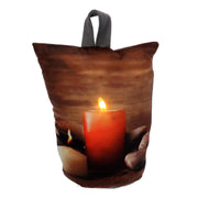 Butée de porte tissu bougies led marron cm11h19