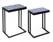 Ensemble de 2 tables basses NEAPOLIS en acier avec plateau en mdf décoré avec impression 62,5h 56h cm