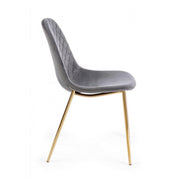 Chaise de salon en velours gris avec des jambes dorées