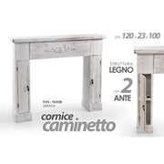 Camino Shabby Camino Anticato White Wood 120 x 23 x 100 h cm
