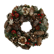 Couronne couverte de neige avec des baies et des fleurs vertes cm ø30h7,5