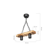 Lagun ASZ1235 suspension industrielle rustique avec 2 lumières