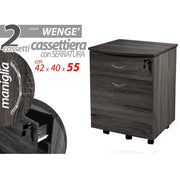 Coffre de tiroirs de bureau gris avec tiroirs et roues clés 42 x 40 x 55 h cm cm