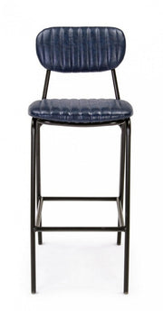 Tabouret de bar vintage simili cuir bleu DEBBIE 44x51x h100 cm