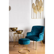 Pouf en velours bleu CLARISSA diamètre 35x h40 cm