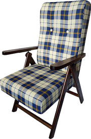 Fauteuil Molisana en tissu tartan bleu
