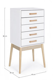 Commode blanche ORDINARY 5 tiroirs 88h cm