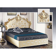 Lit double avec un récipient de tête de lit baroque en tissu damasque 172x202xh.165 cm