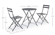 Ensemble de jardin Bistrot Anthracite table et chaises bizzotto